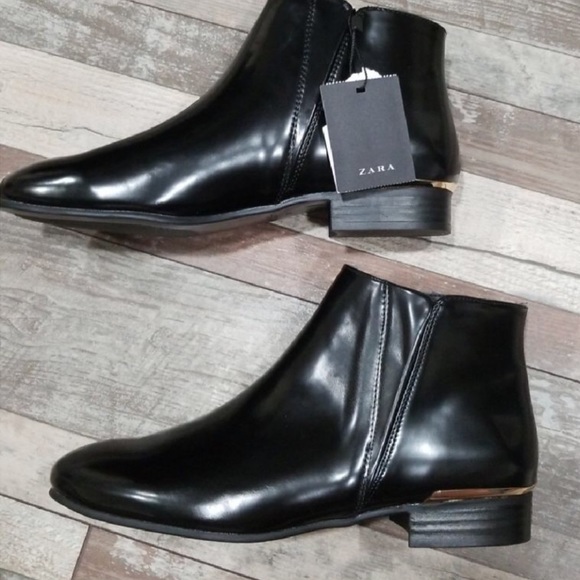 ZARA BLACK PATENT LEATHER BOOTS WOMENS 6 NEW wTags - Picture 3 of 5